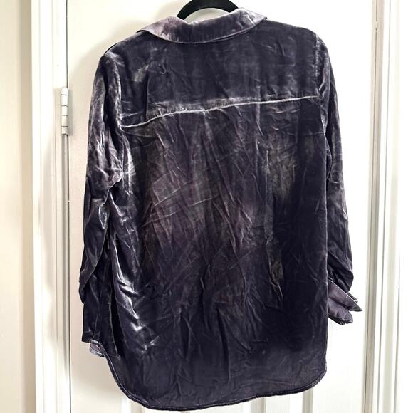SUNDANCE Deep Purple Alvina Velvet Button-Down Silk Blend Shirt Prairie - Sz M - Picture 3 of 5